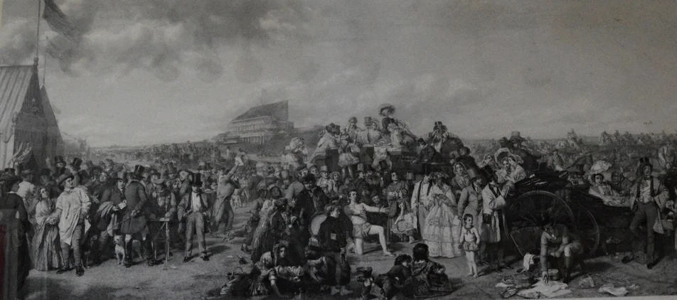 William Frith, 'Derby Day' 1863, Dimensions: 63cm x 120cm