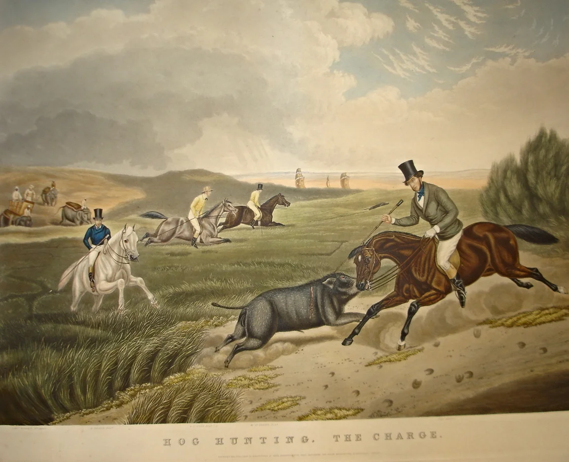 Hog Hunting 'The Charge' Dimensions: 87cm x 105cm