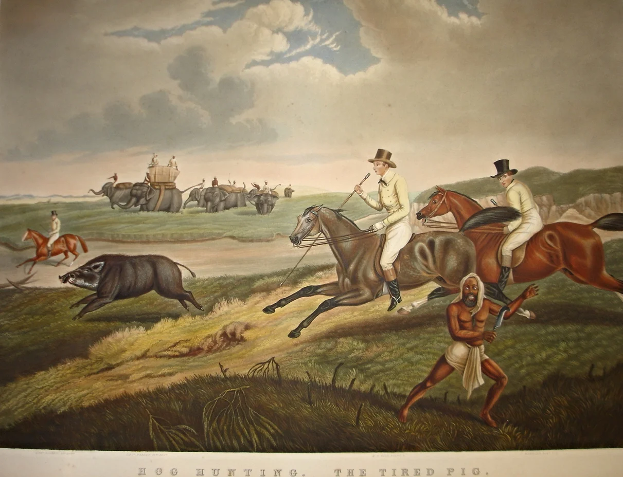 Hog Hunting 'The Tired Pig' Dimensions: 87cm x 105cm