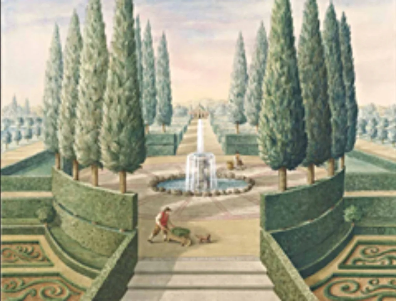 Circus of Cypresses with a rocaille fountain, Dimensions: 64cm x 49.5cm