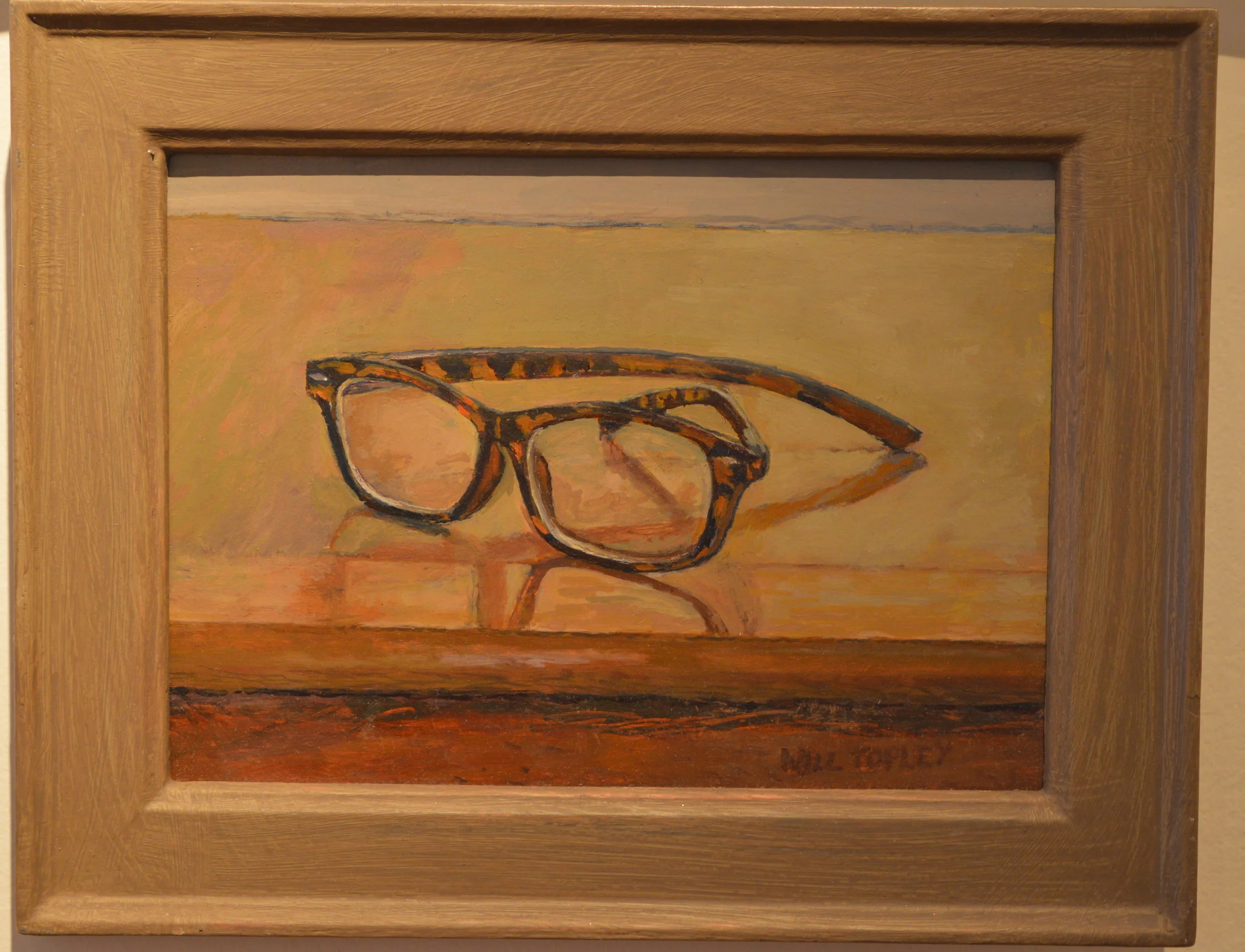 Will Topley, 'Glasses' oil on canvas, Dimensions: 23cm x 18cm, framed and signed