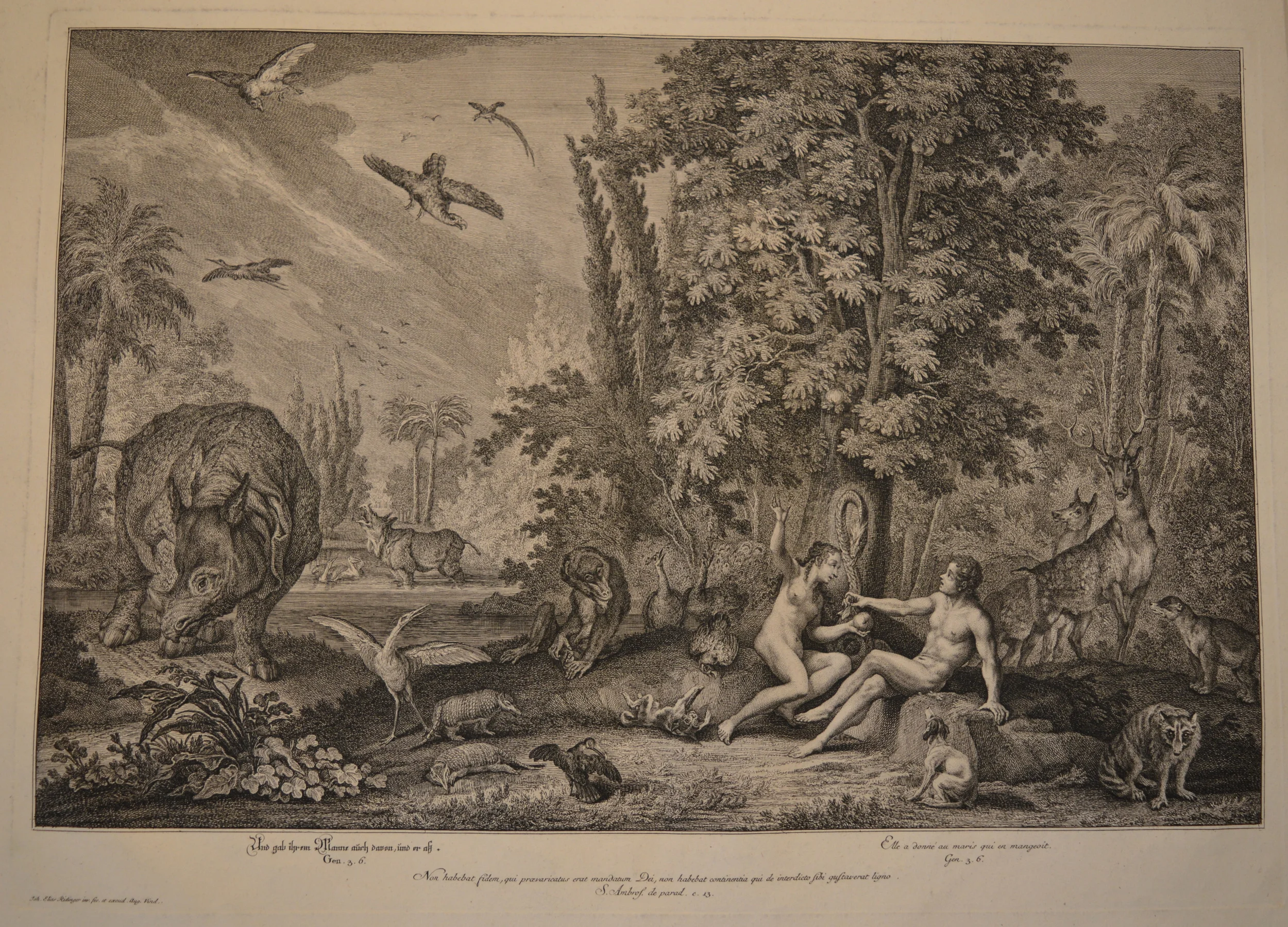 Johann Elias Ridinger, Scenes from The Garden of Eden, 1698-1767, Engravings, unframed