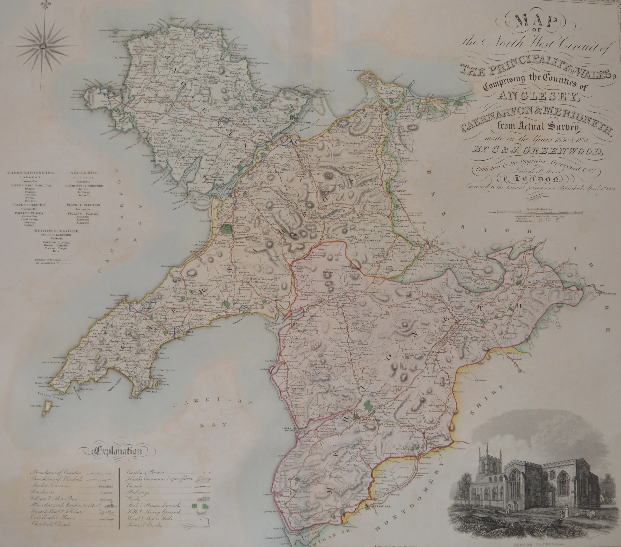 'Anglesey' Maps of England. By Greenwood and Co. 1831 Dimensions: 80cm x 67cm unframed