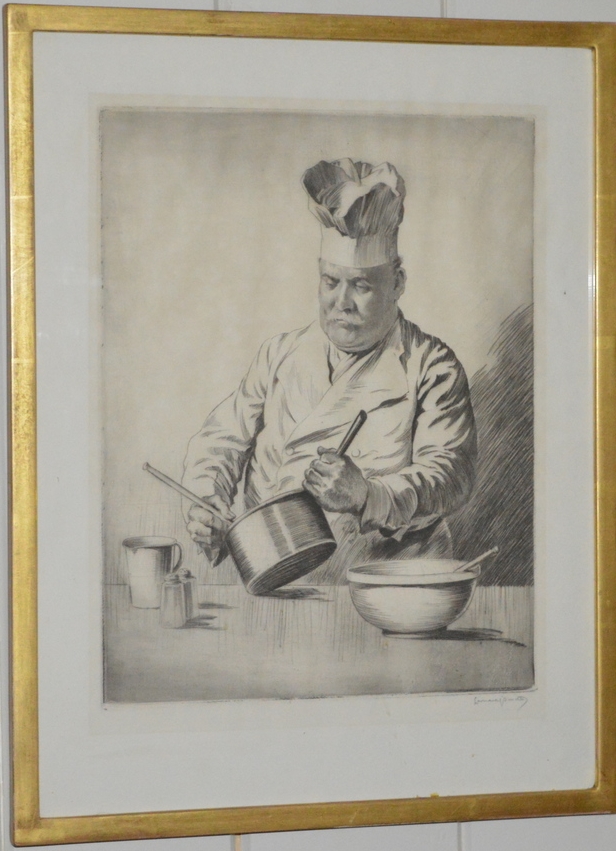 Chef, Dimensions: 39cm x 30cm, framed.