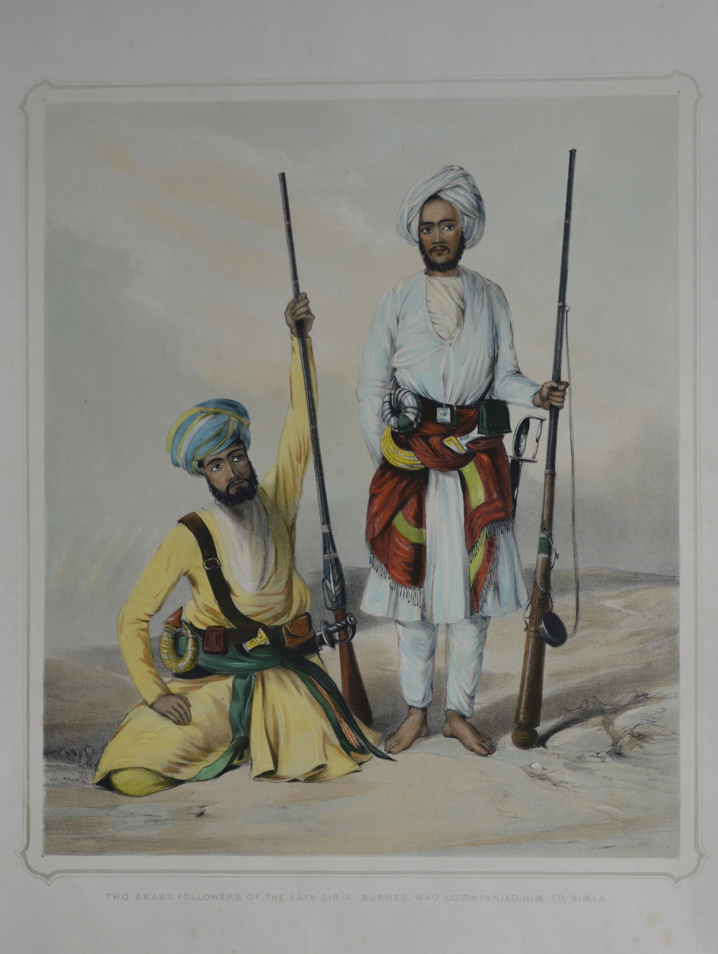 'Two Arabs followers of the late Sir A Burnes who acompanied him to Simla' Dimensions unframed: 49cm x 36cm