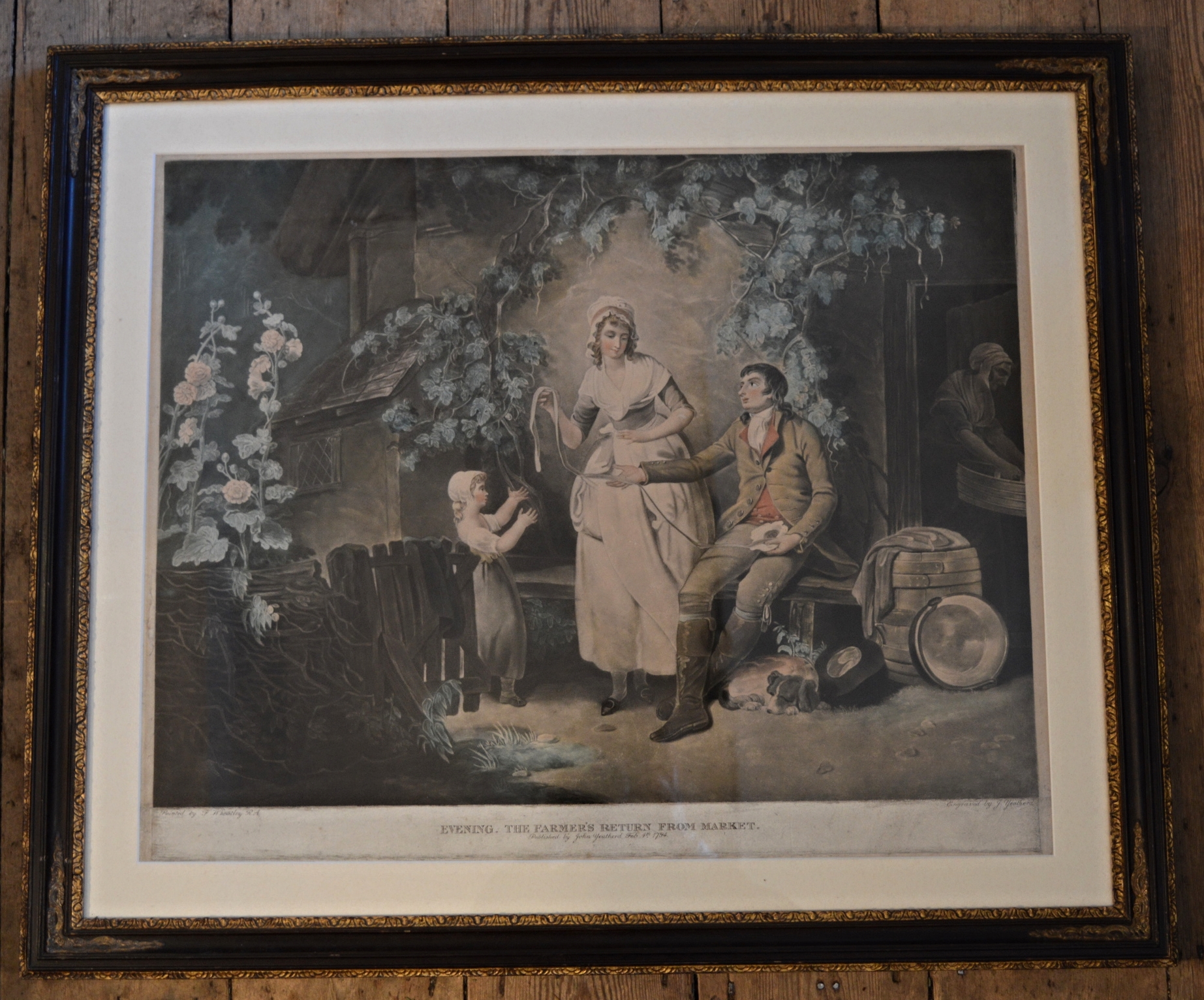 'The Evening, The farmers return from the market' by F. Wheatley. Framed Dimensions: 82cm x 69cm