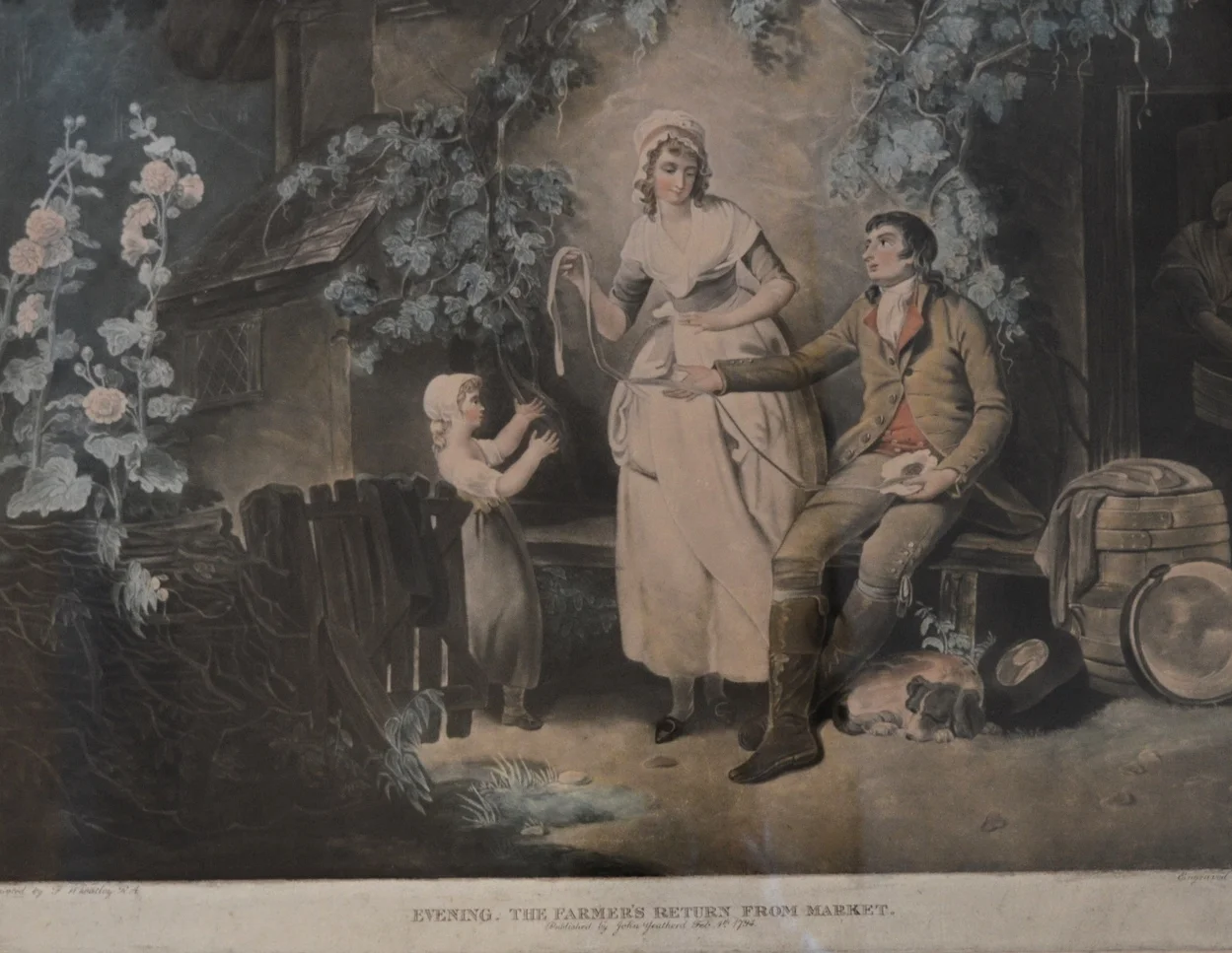 'Evening, The farmers return from the market' By F. Wheatley. Framed Dimensions: 82cm x 69cm