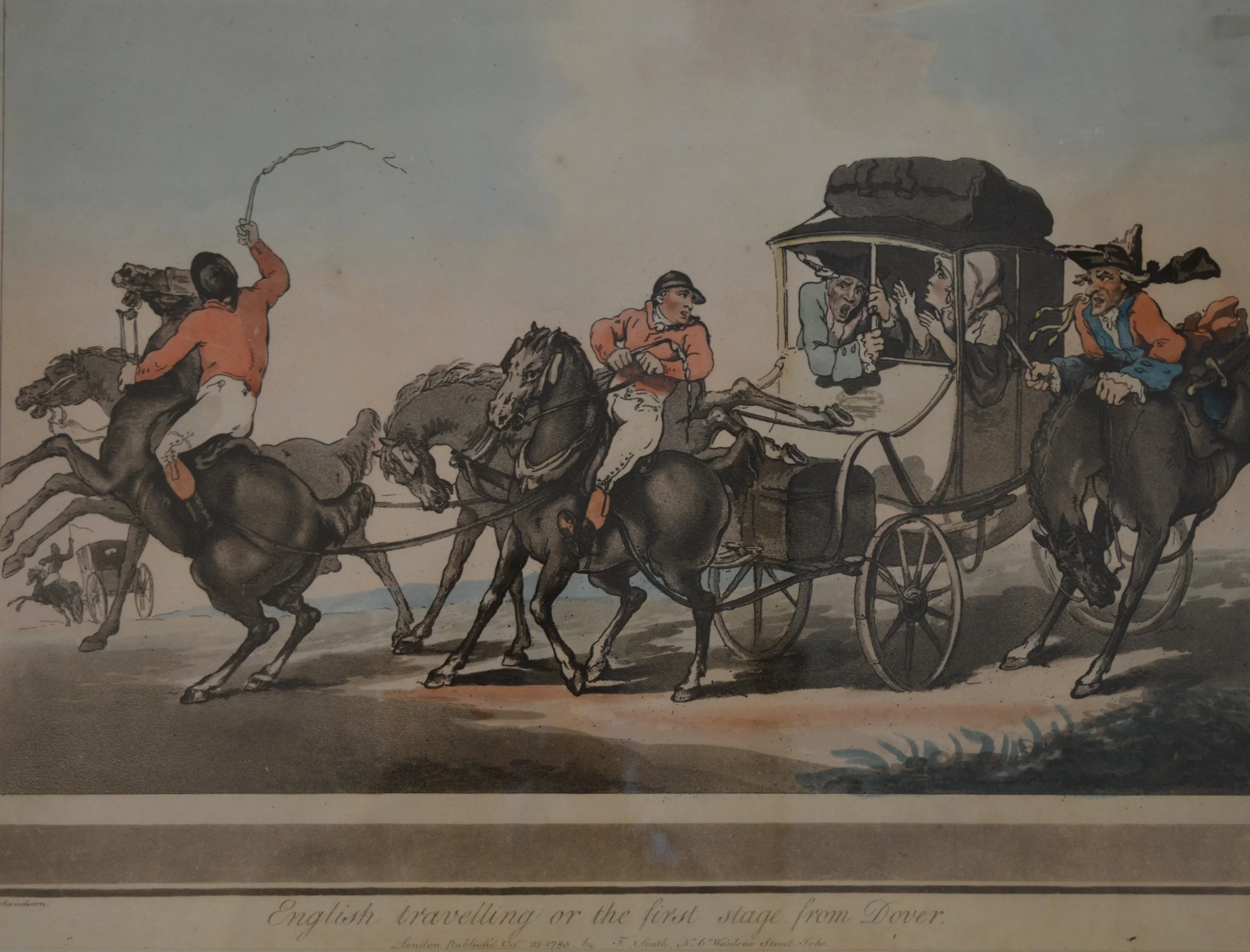 'English Travelling' by Rowlandson, Framed Dimensions: 88cm x 54cm