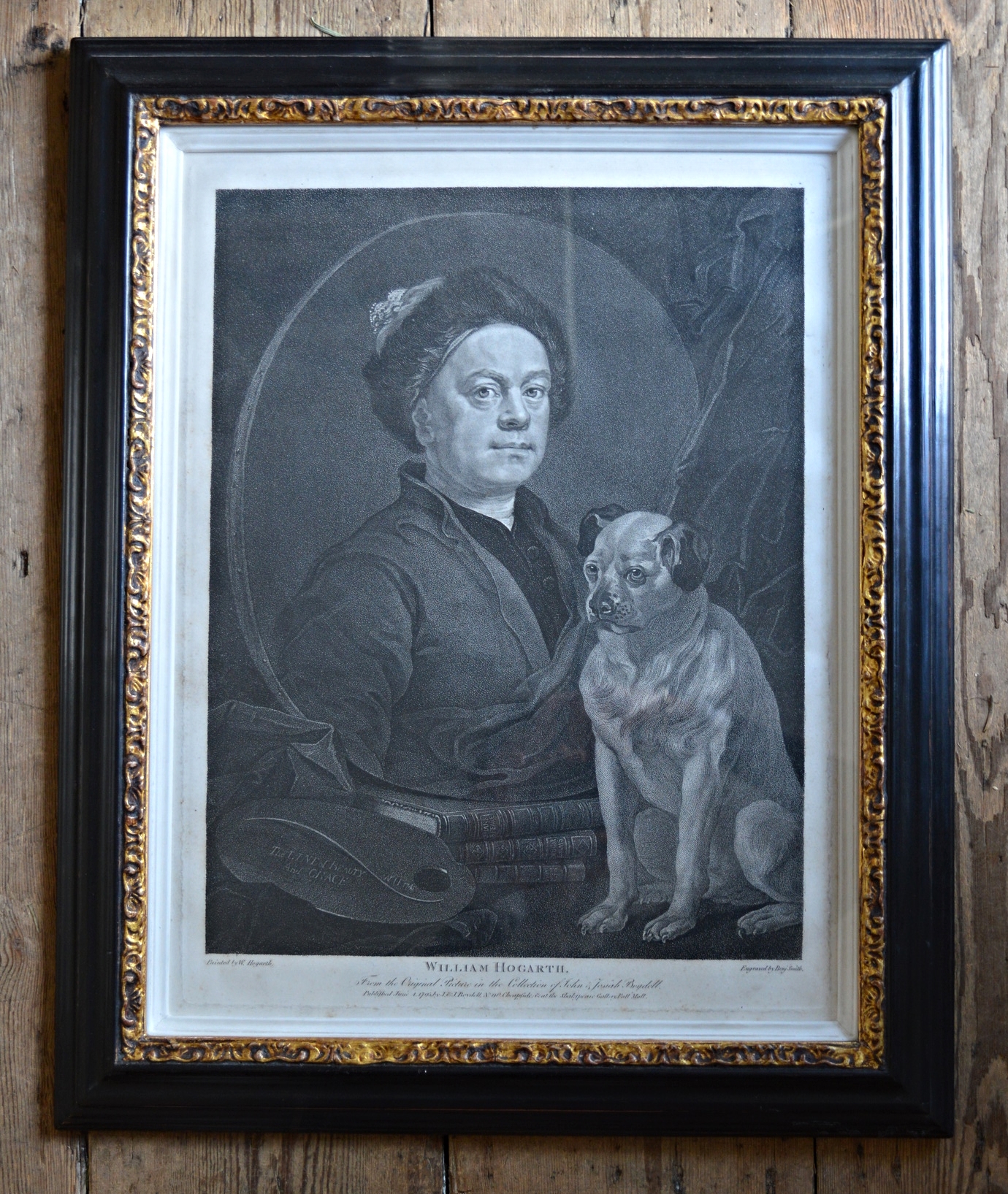 William Hogarth ' Self portrait with pug called Trump' Engraved by B. Smith, Published in June 1795.