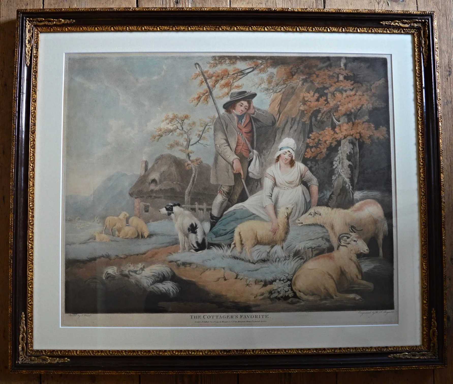 'The Cottagers Favourite' by George Keating, 1798. Dimensions framed: 73cm x 61cm.