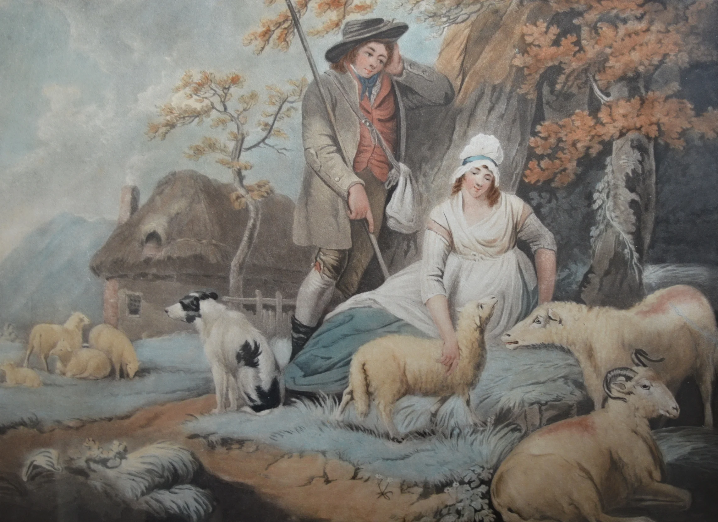 'The Cottagers Favourite' by George Keating, 1798.  Dimensions framed: 73cm x 61cm.