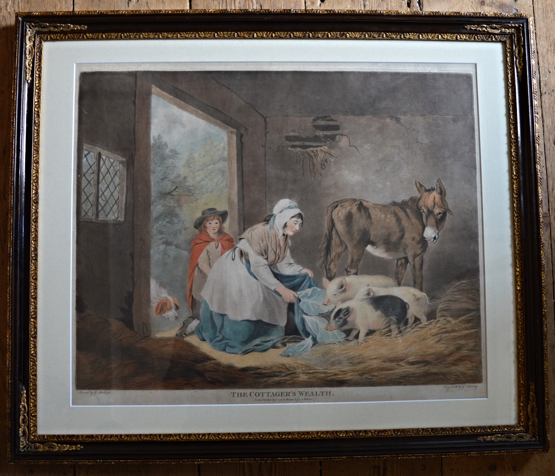 'The Cottagers Wealth' by George Keating, 1798.  Dimensions framed: 73cm x 61cm.