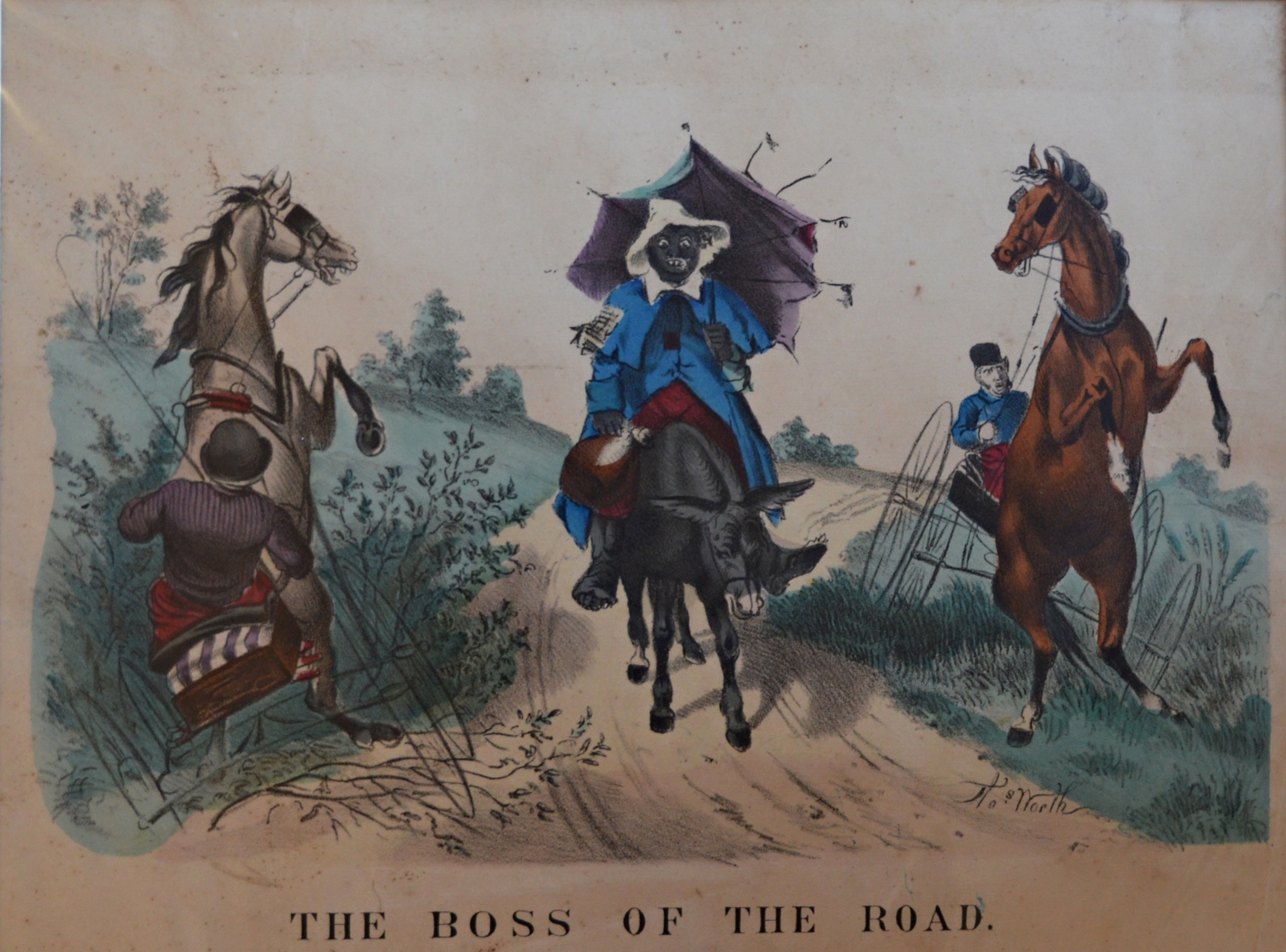 'The Boss of the Road' c. 1890 Hand coloured lithograph by Thomas Worth, Dimensions: 50cm x 41cm