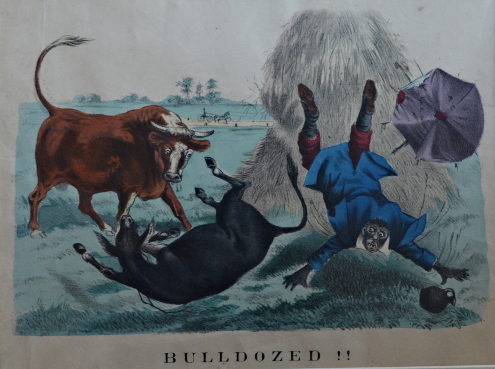 'Bulldozed' c. 1890 Hand coloured lithograph by Thomas Worth, Dimensions: 50cm x 41cm