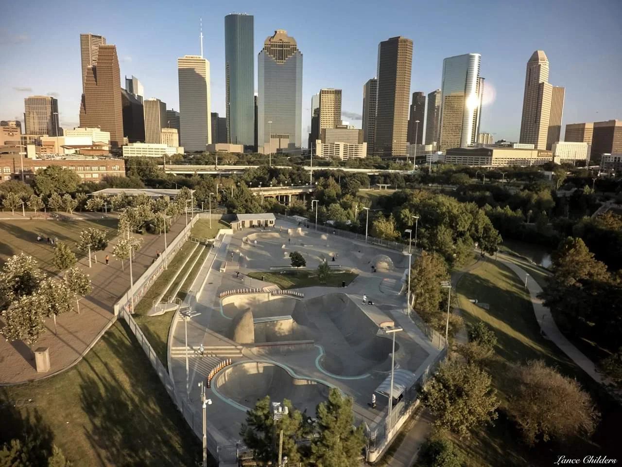 Drone Picture of Built Skatepark. Photography: Lance Childers