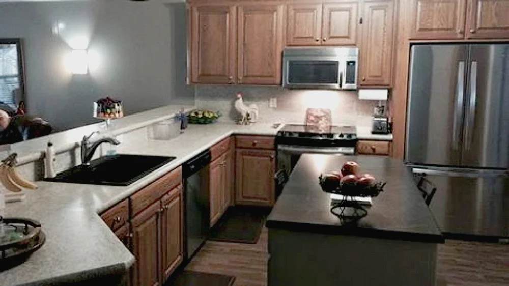 Laminate Job done with decorative edge and granite composite sink!