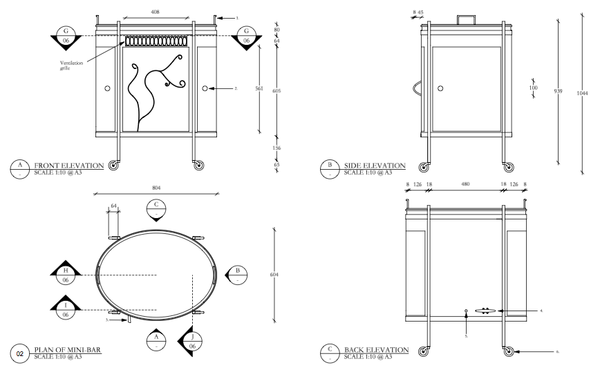 Mini-Bar Plans and Elevations