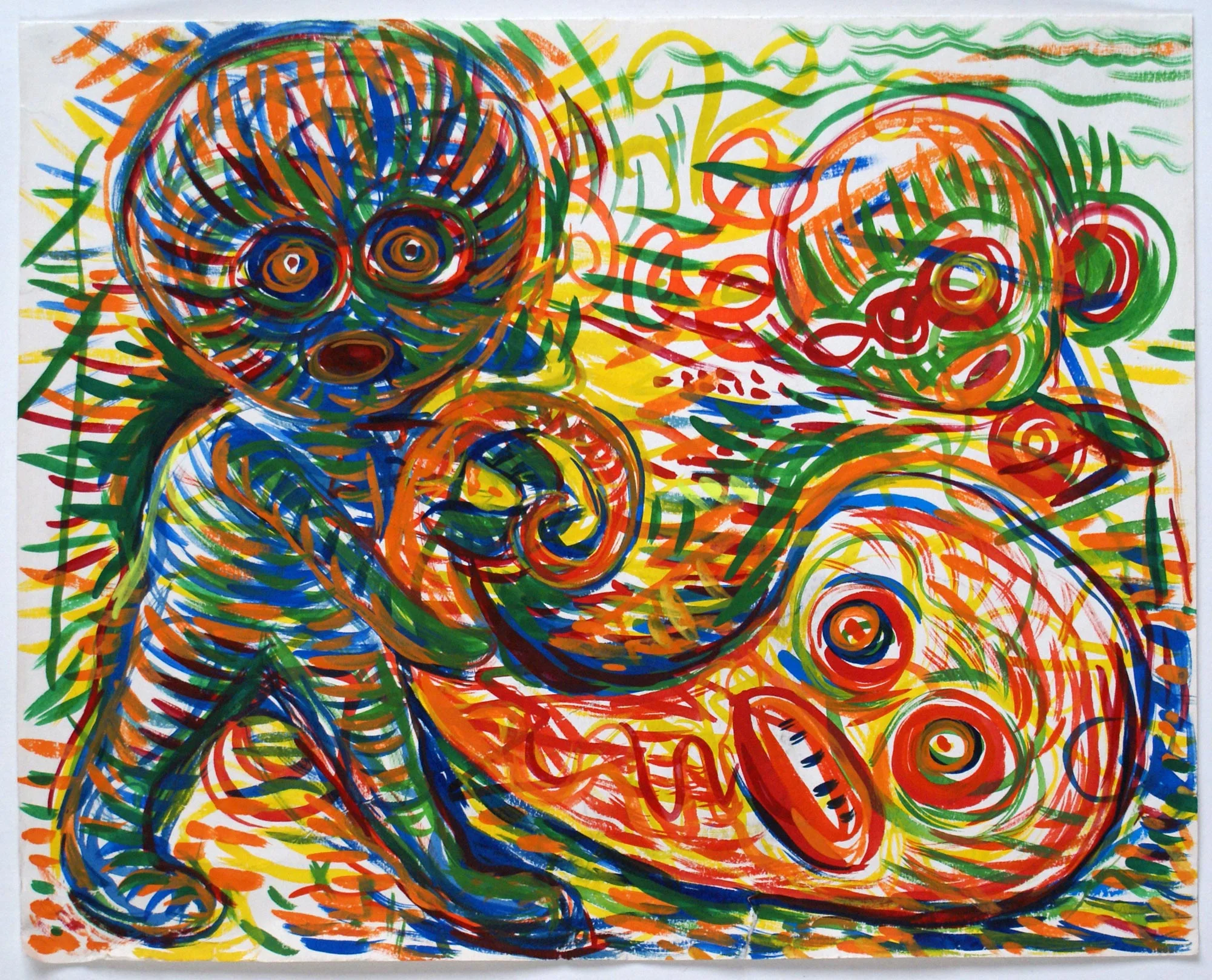 Fight, 2008, acrylic on paper, 42 x 30 cm