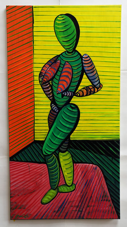 Nude with paravent, 2016, oil on canvas, 175 x 92 cm