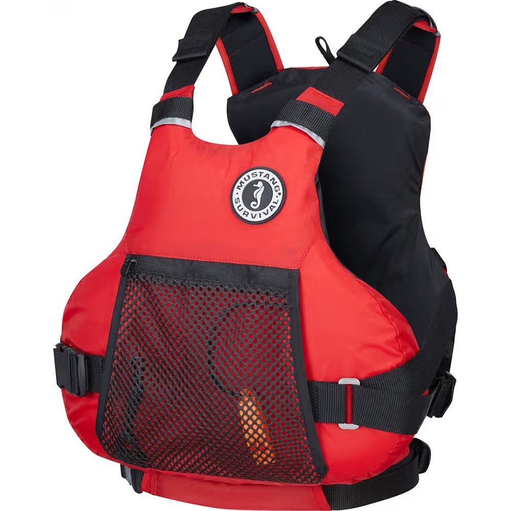 Mustang Vibe Foam Vest - Red - Front - Side - Rowand's.jpg