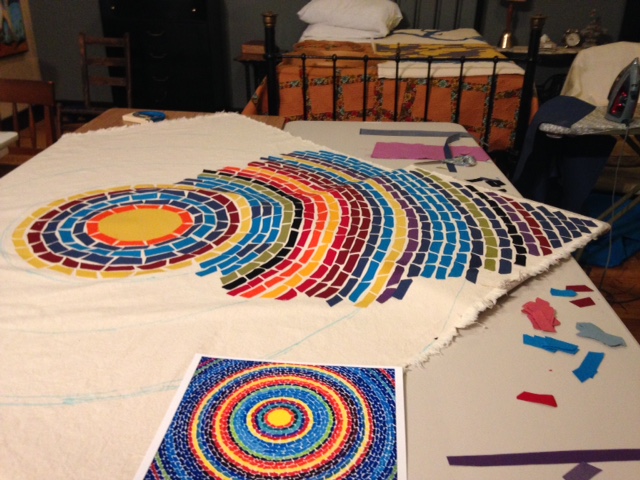 I worked from a glossy photo of Alma Thomas's painting, pictured in foreground. 