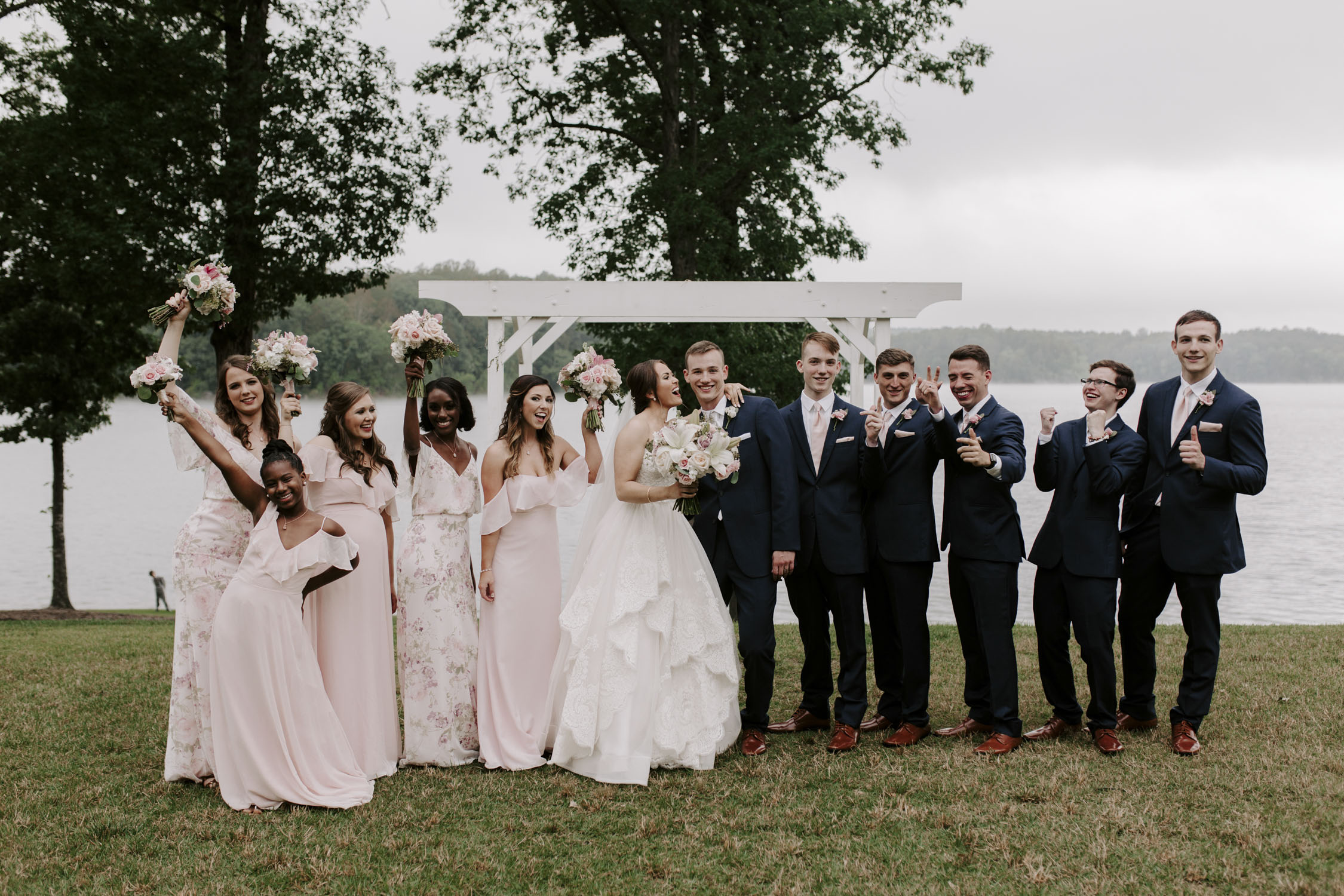 Rainy Bella Collina Wedding - Full Wedding Party Portraits| Kayli LaFon Photography, Greensboro Winston-Salem NC Wedding Photographer
