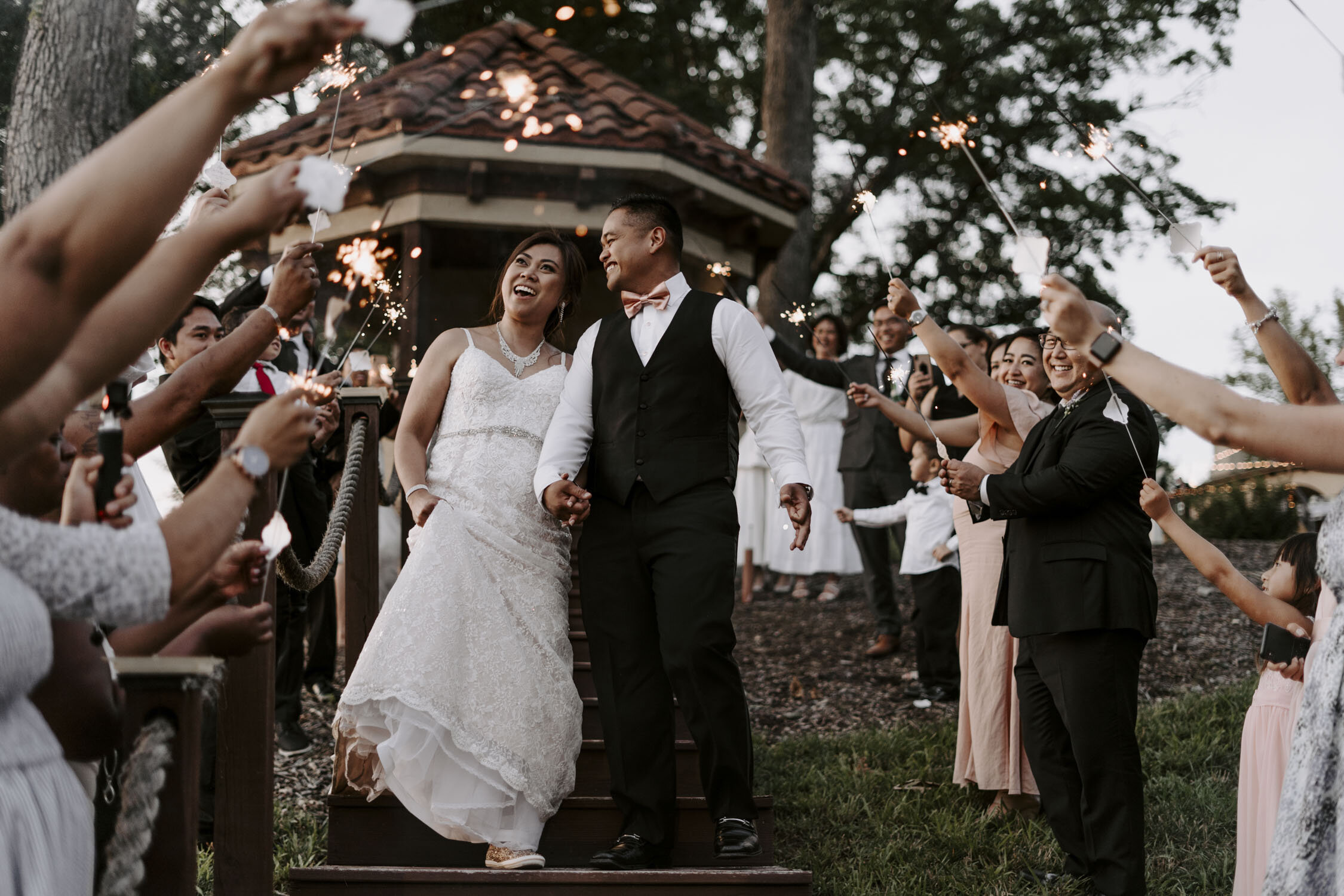 Greensboro Winston-Salem, NC Wedding Photography at Belews Lake | Bella Collina Mansion Sparkler Exit | Kayli LaFon Wedding Photographer