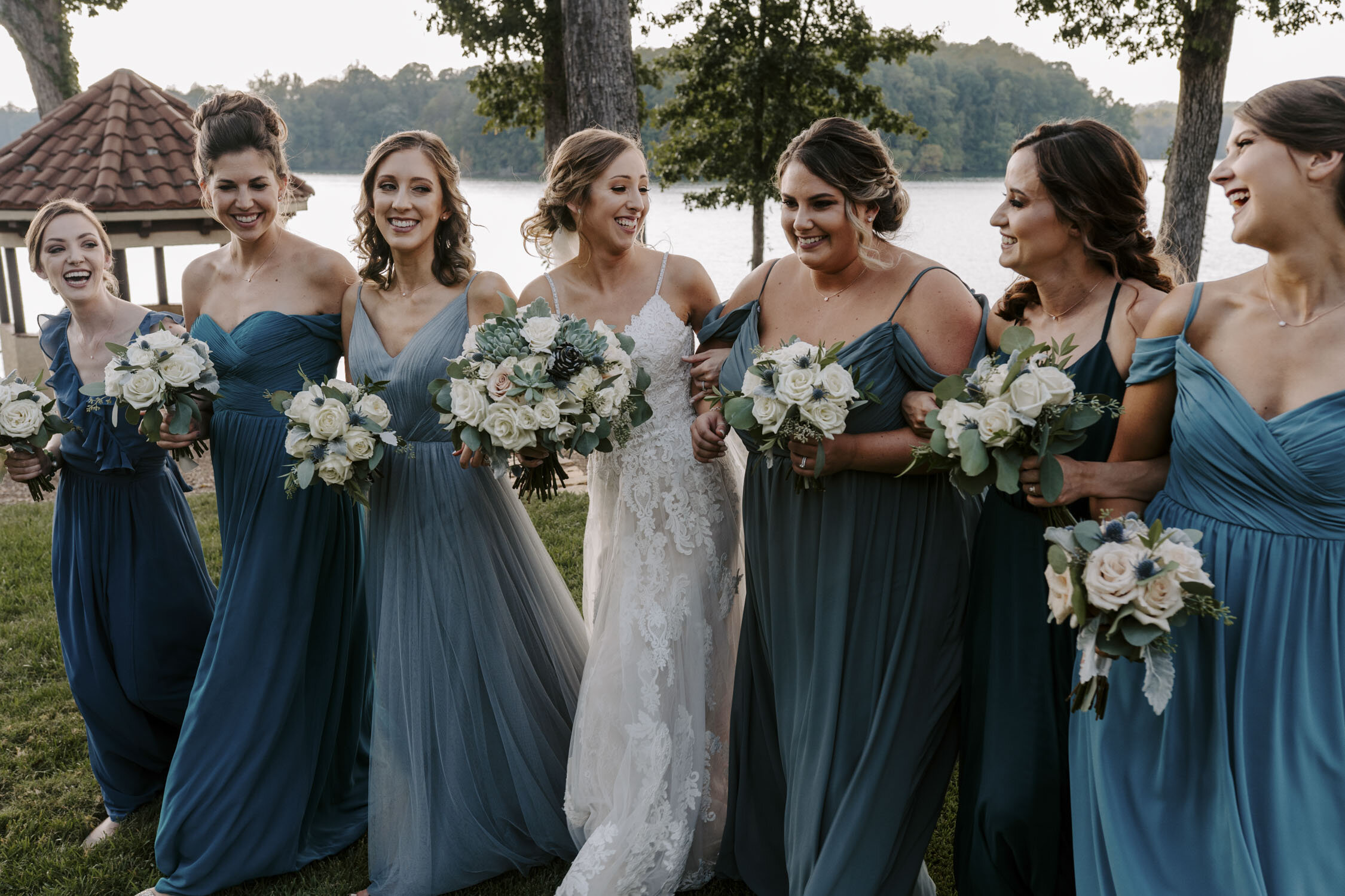 Wedding party portraits at Bella Collina | Bridesmaids and Groomsmen | By Greensboro, NC Wedding Photographer: Kayli LaFon Photography