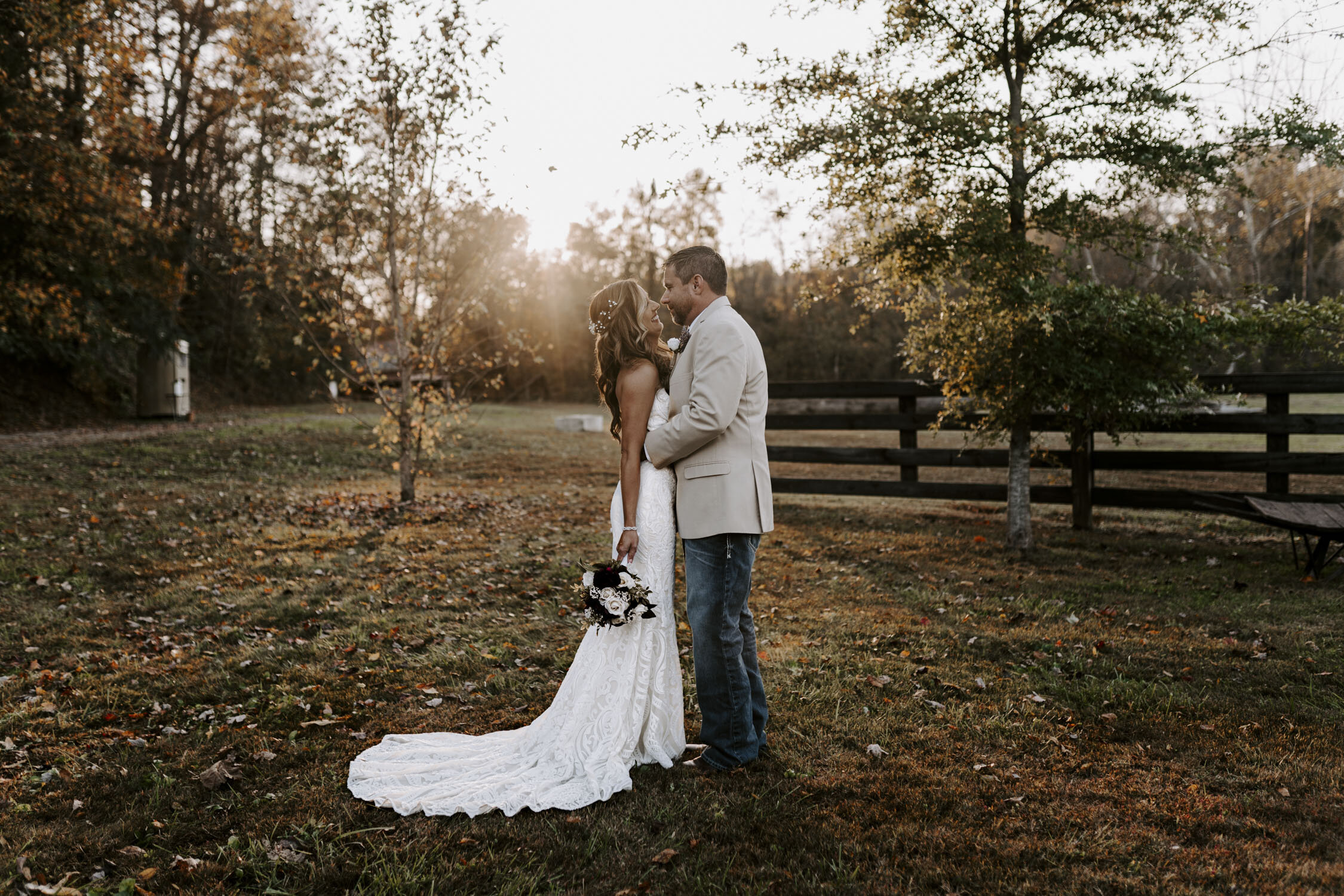 Fall Bride and Groom Portraits at Winston-Salem Farm by Kayli LaFon Photography | Greensboro, NC Wedding Photographer