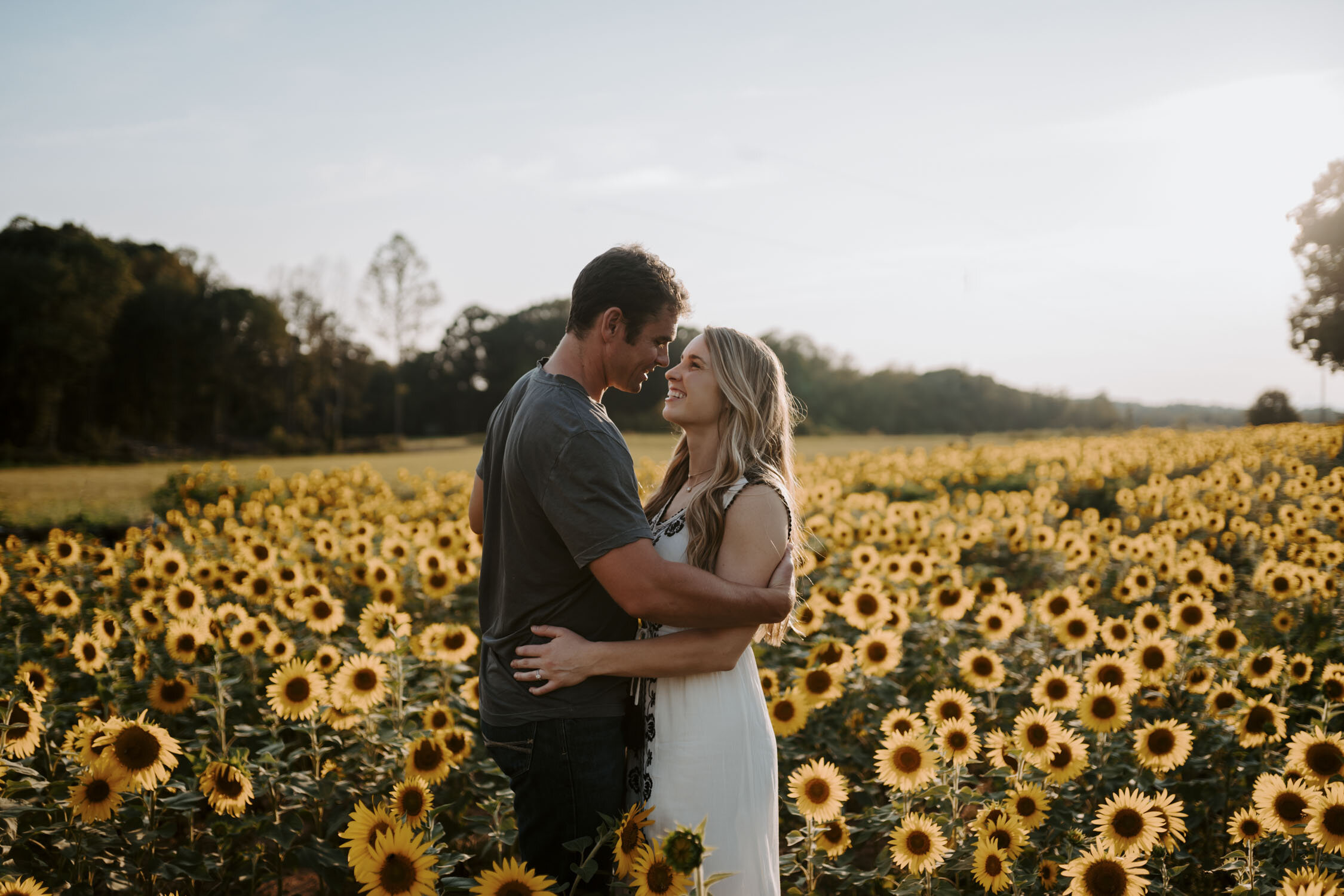 Couples Summer Sunflower Field Session at Dogwood Farms | Greensboro Winston-Salem, NC Intimate Wedding & Elopement Photographer