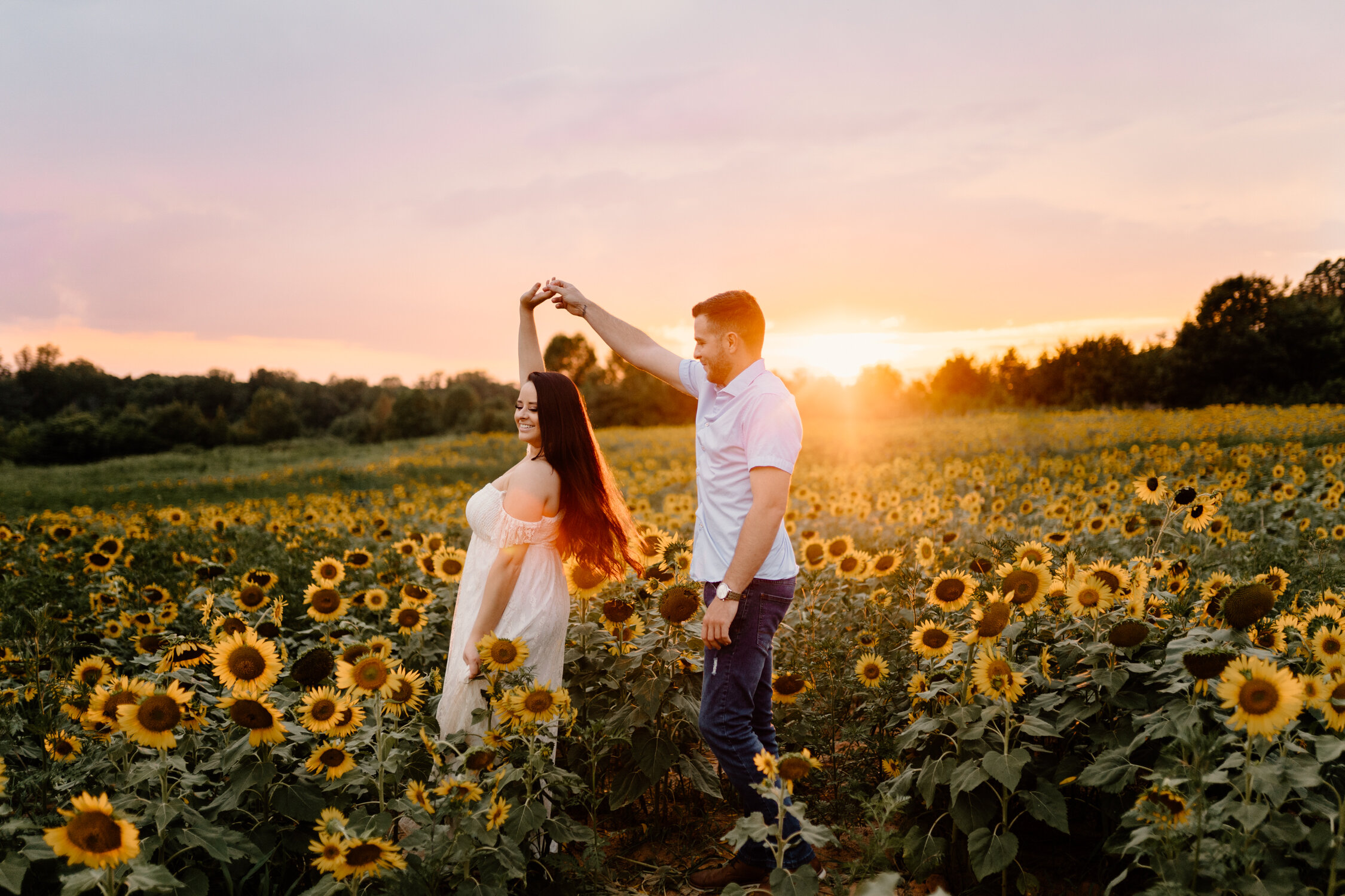 Sunset sunflower engagement session in Winston-Salem, NC  | Triad, North Carolina based Wedding & Elopement Photographer