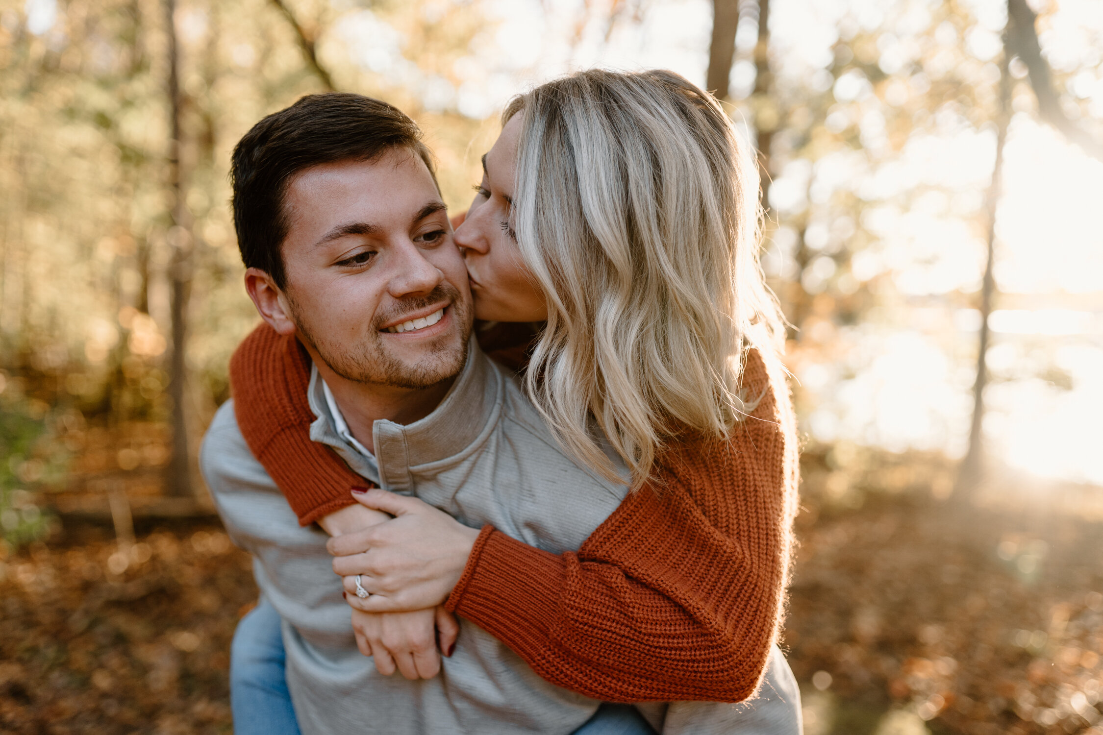 golden hour photos at fall engagement session in north carolina