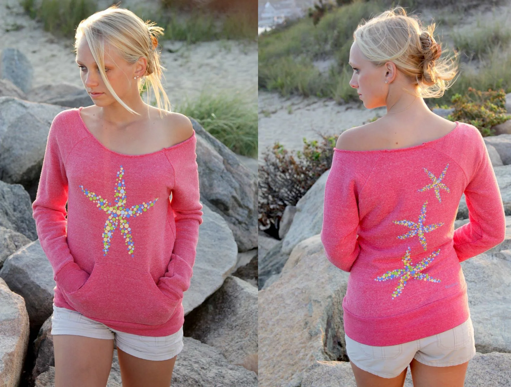 Multi-color starfish fleece pullover