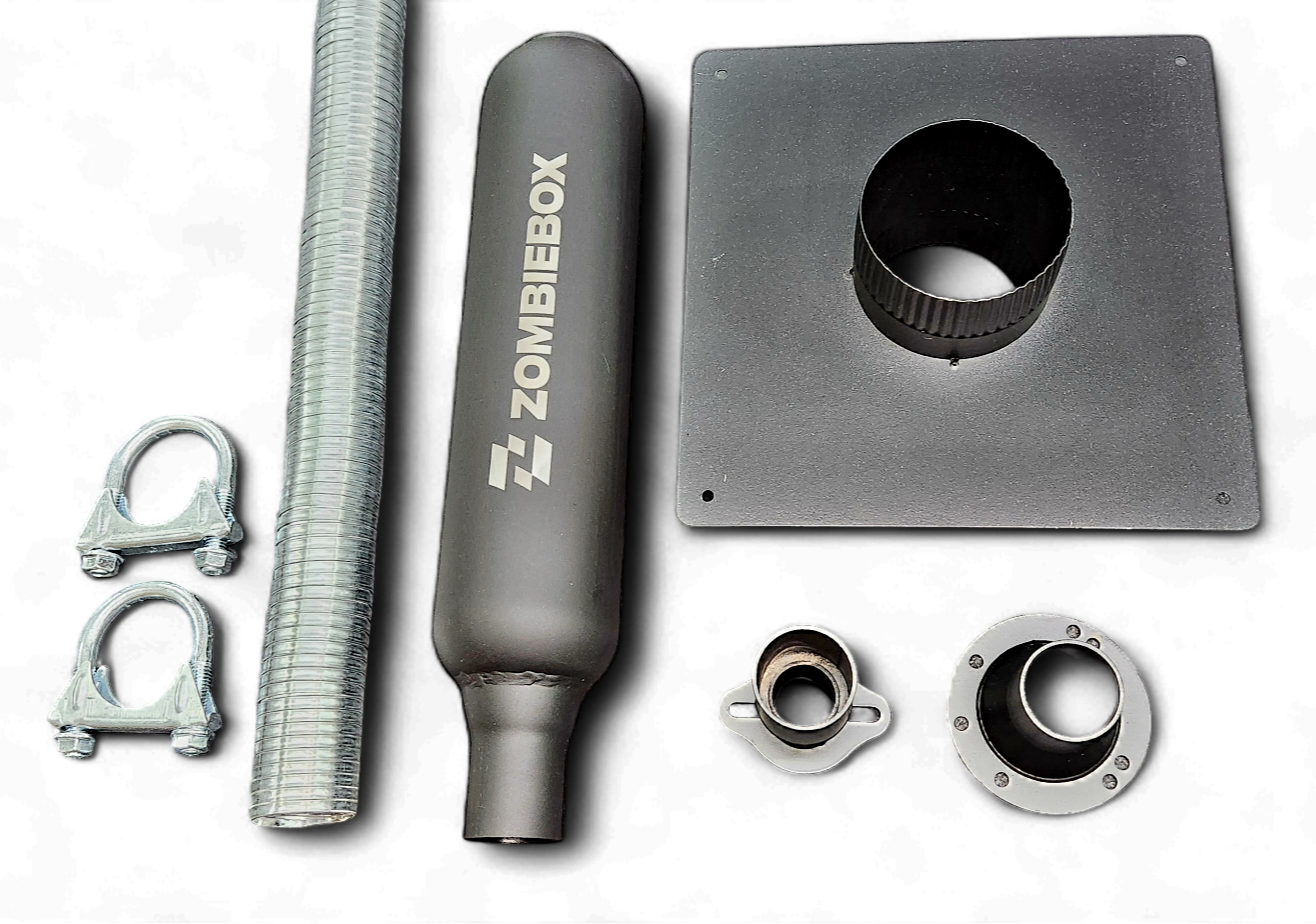Universal Exhaust Extension kit Wall Mount w/muffler — ZombieBox