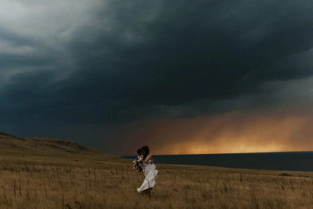 Stormy Antelope Island State Park Elopement in Utah