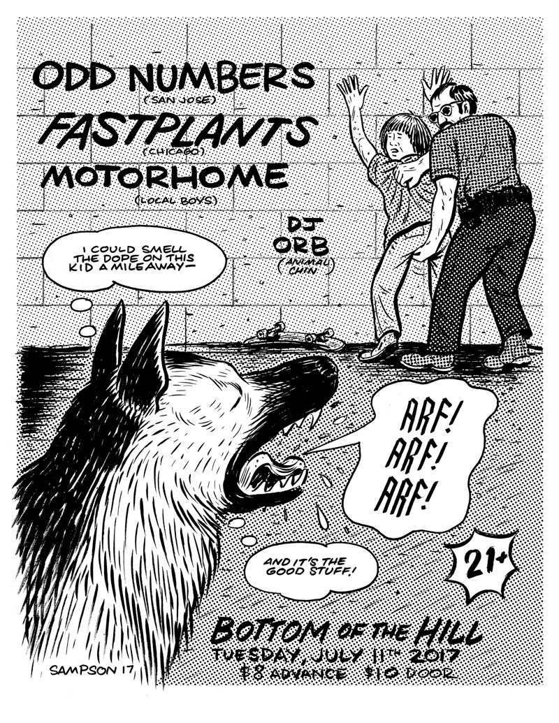 I made this flier for my friends' band, FASTPLANTS. Fun fact: the bricks are from Pink Floyd the Wall.
