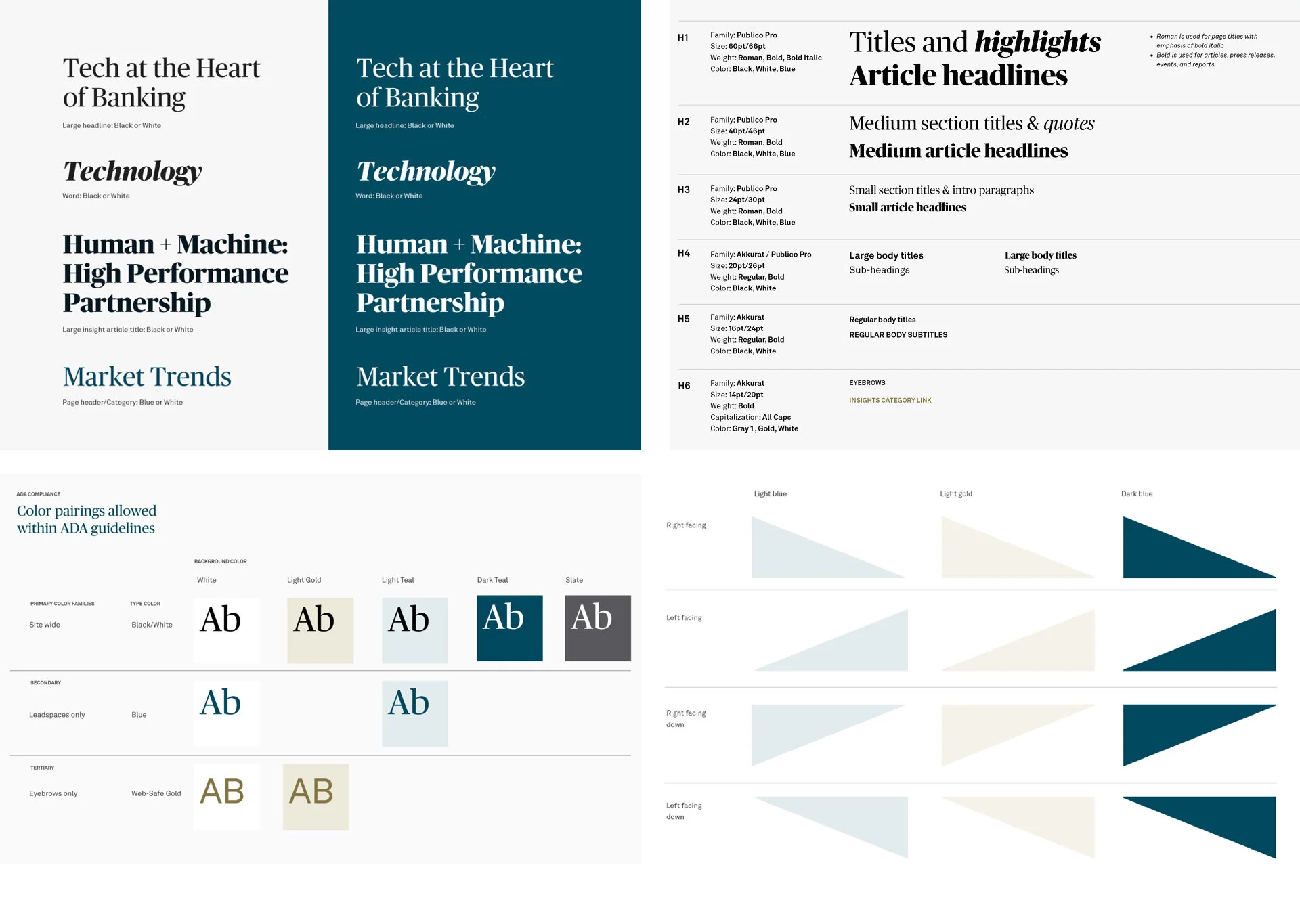 Setting up a solid foundation was essential. Worked with ACD, I created a clear type hierarchy, UI element rules, shape exercises, and color &amp; type combinations that meet ADA compliance.