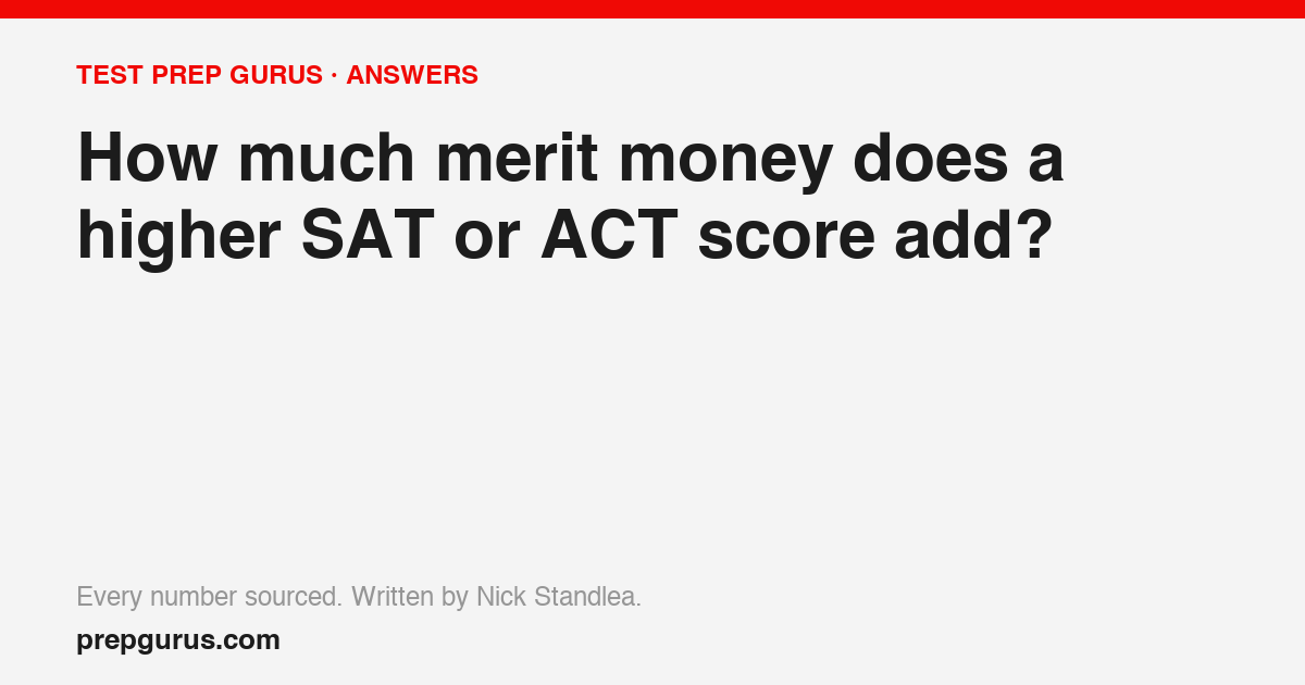 How much merit money does a higher SAT or ACT score add?