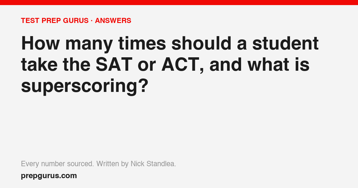 How many times should a student take the SAT or ACT, and what is superscoring?