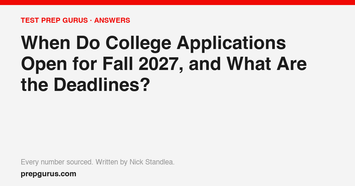 When Do College Applications Open for Fall 2027, and What Are the Deadlines?