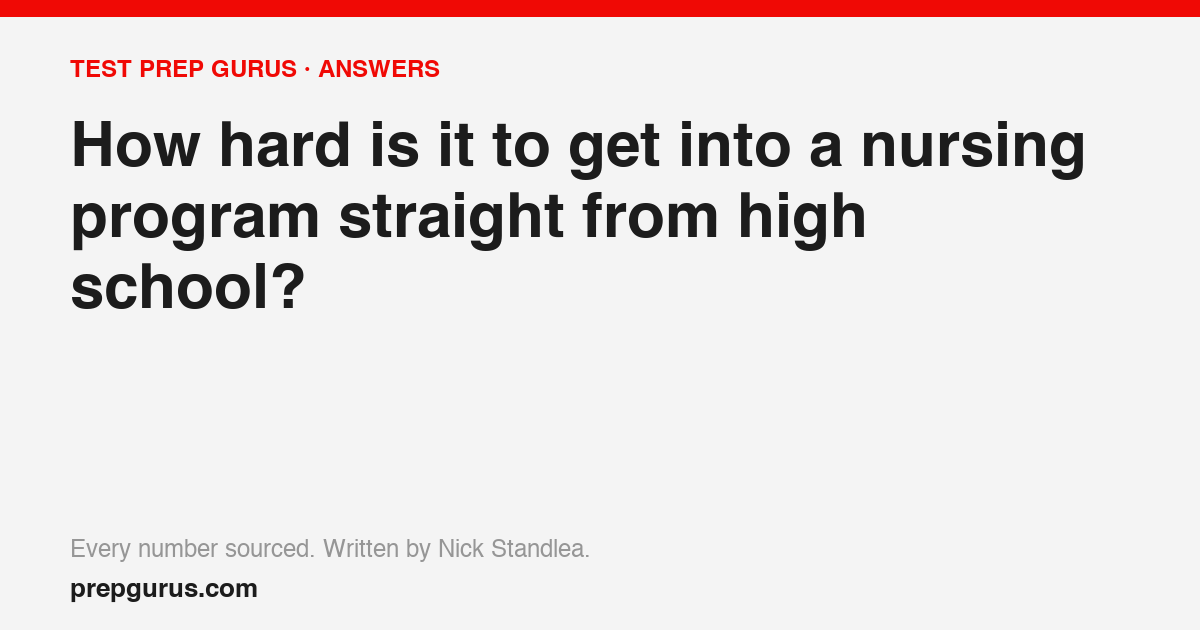 How hard is it to get into a nursing program straight from high school?