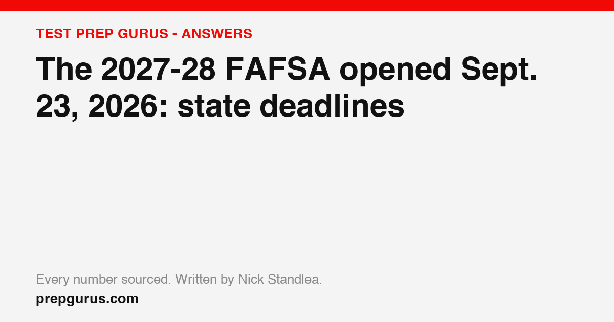 The 2027-28 FAFSA opened Sept. 23, 2026: state deadlines