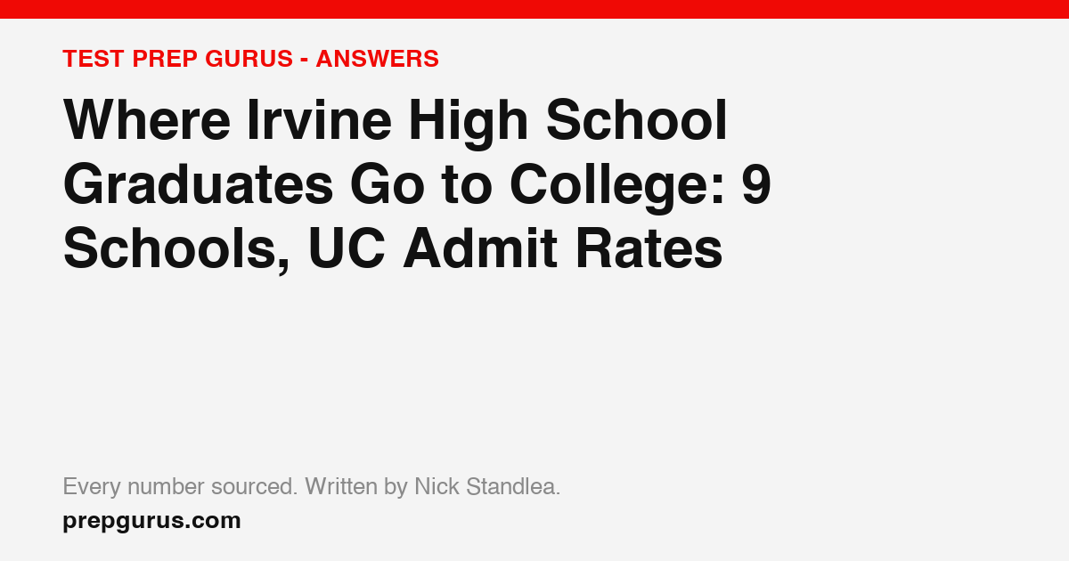 Where Irvine High School Graduates Go to College: 9 Schools, UC Admit Rates