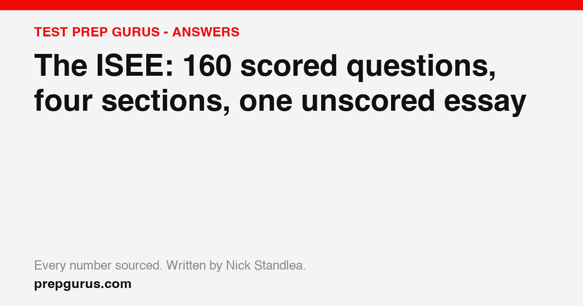 The ISEE: 160 scored questions, four sections, one unscored essay