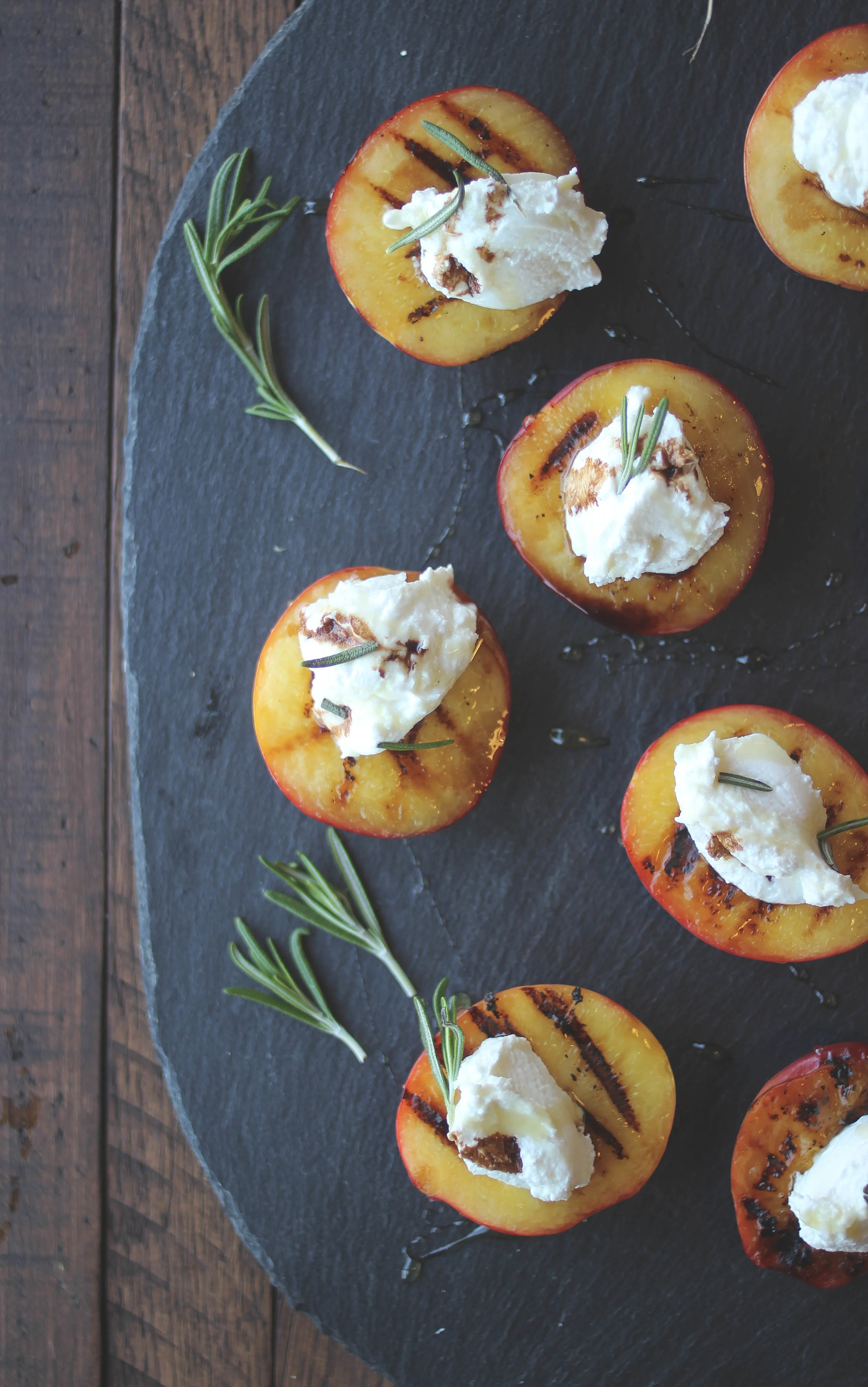 APPY HOUR: Grilled Nectarines with Fromage Blanc + Honey