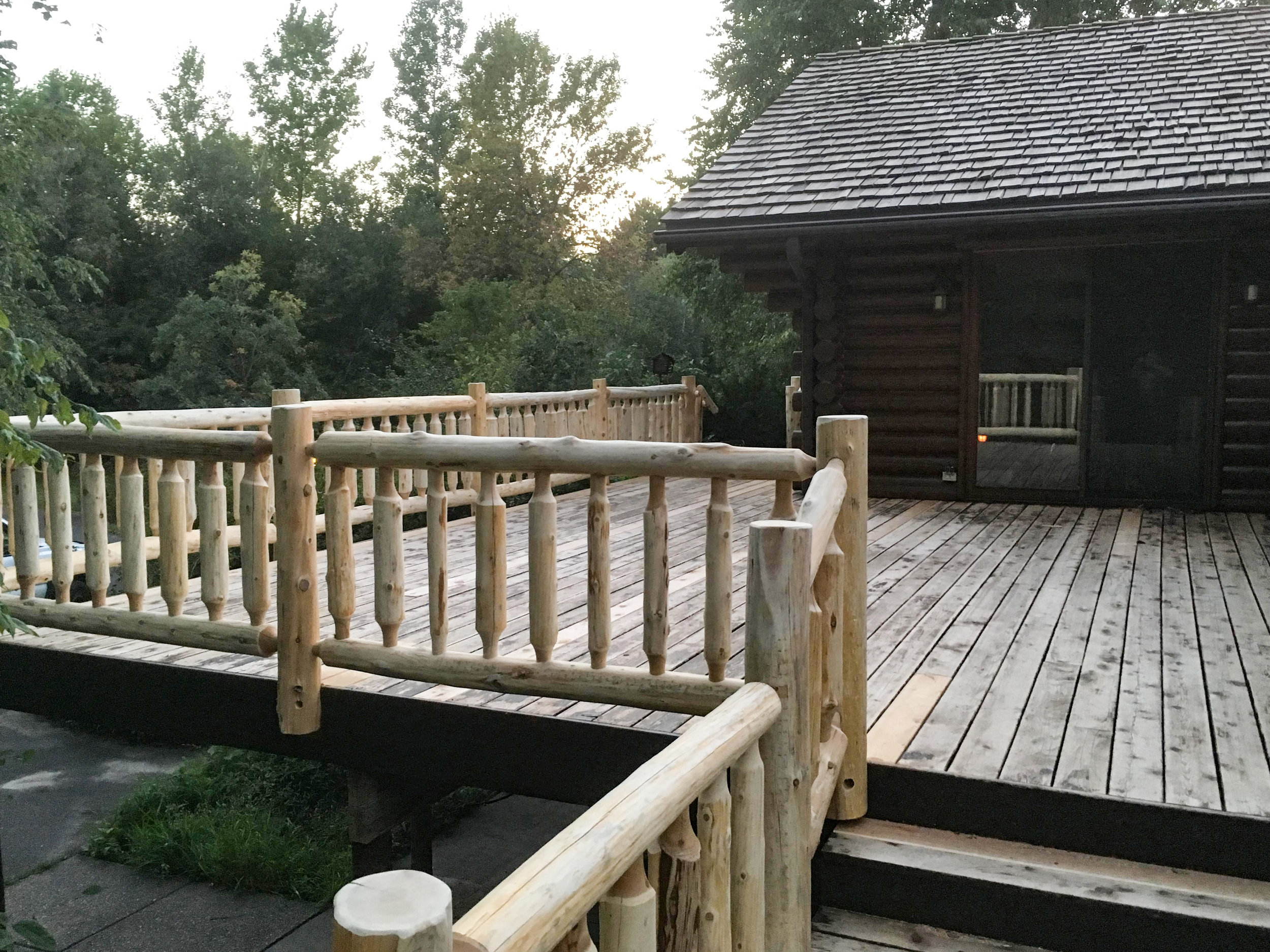 Cedar Spindle Log Railing by Soderlund's Wood Mill in Chisago City, Minnesota