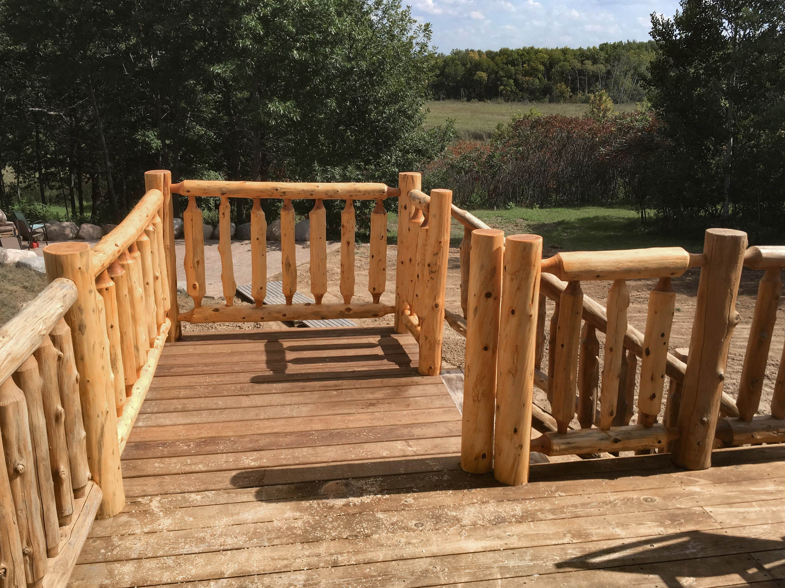 Cedar Spindle Log Railing by Soderlund's Wood Mill in Chisago City, Minnesota