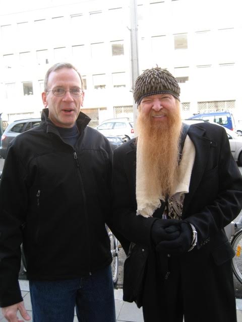 Larry with Billy Gibbons of ZZ Top in Brussels during the beer tour.