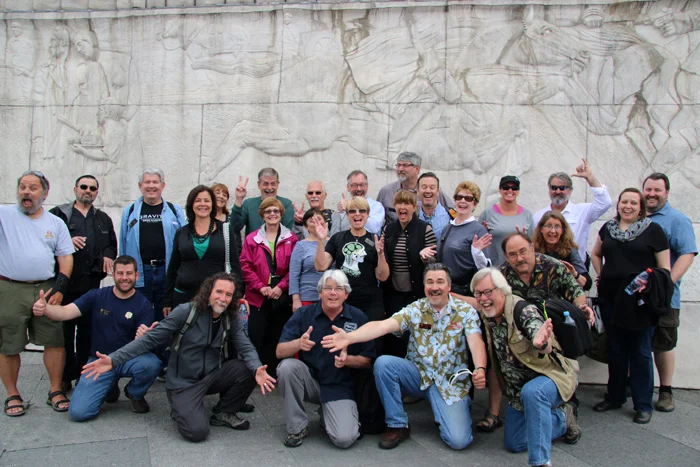 The Legendary Zythos Beer Festival Tour Celebrator Beer News Edition '15. Celebrator Publisher Tom Dalldorf front row, right, next to Stu in Hawaian shirt.