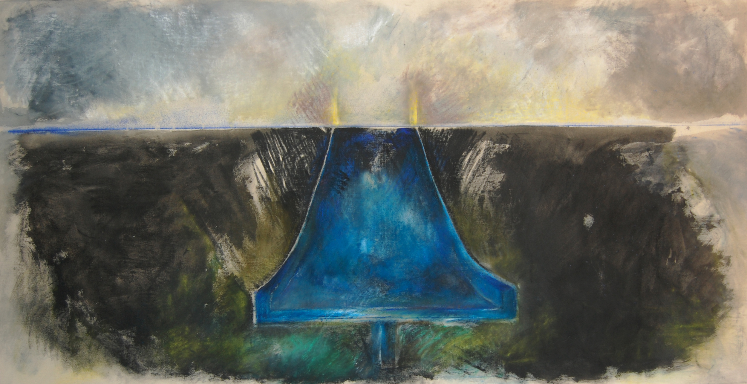  Deep Blue Slide, 4'x8', Pastel on canvas 